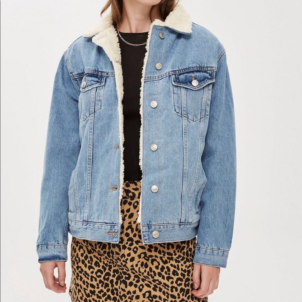 Topshop Borg Denim Jacket